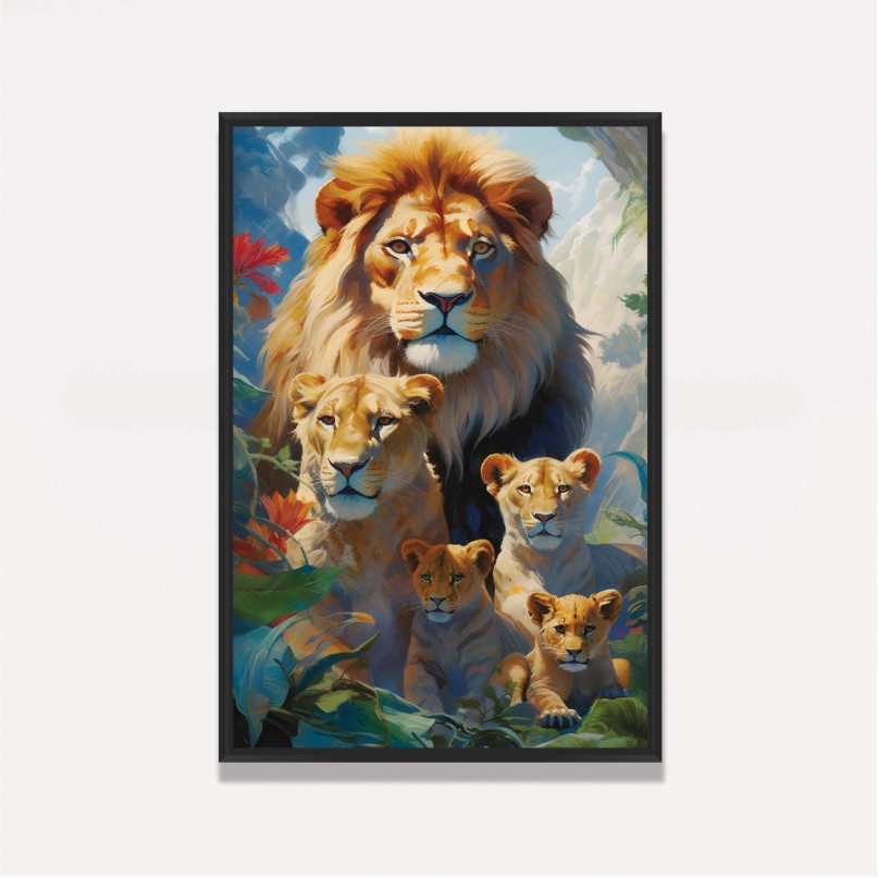 Quadro Família de Leões Tropical