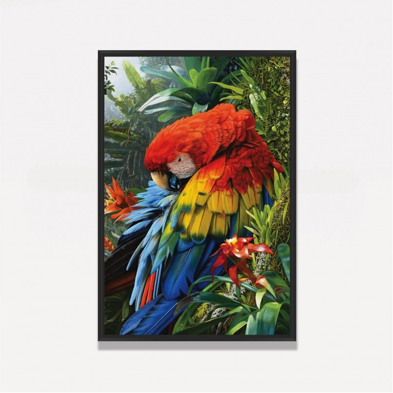 Quadro Arara Colorida na Floresta