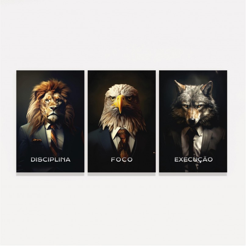Quadro Trio Disciplina Foco Execução Bussiness