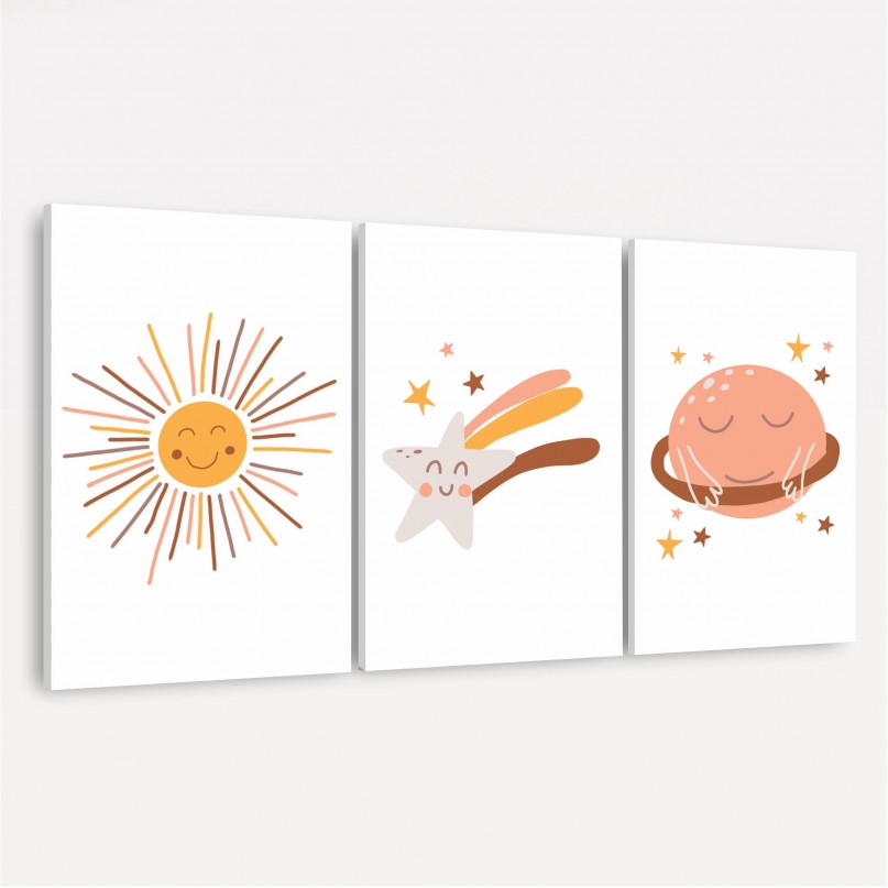 Quadro Trio Infantil Estrelas