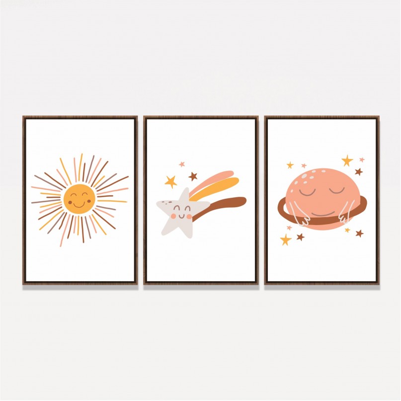 Quadro Trio Infantil Estrelas