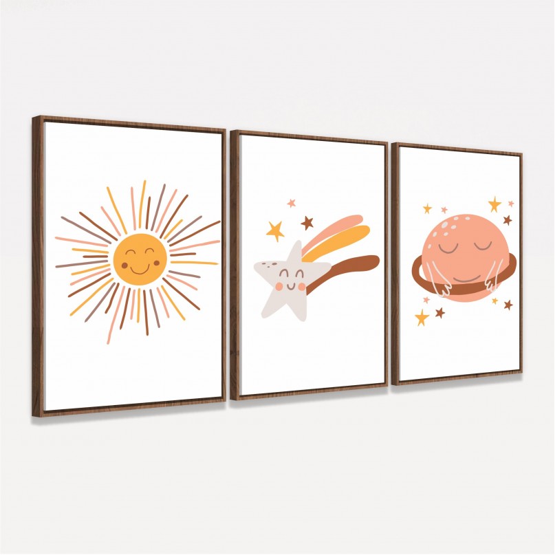 Quadro Trio Infantil Estrelas