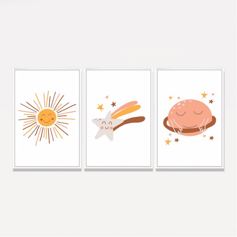 Quadro Trio Infantil Estrelas