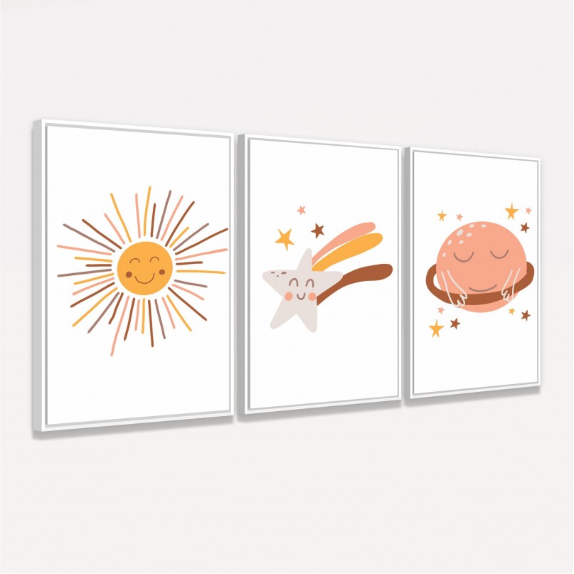 Quadro Trio Infantil Estrelas