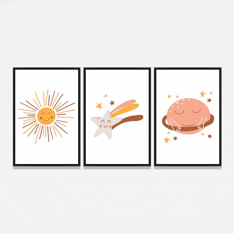 Quadro Trio Infantil Estrelas