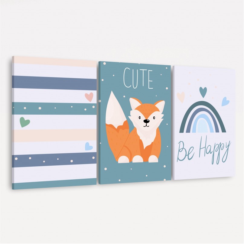 Quadro Trio Infantil Raposa Feliz