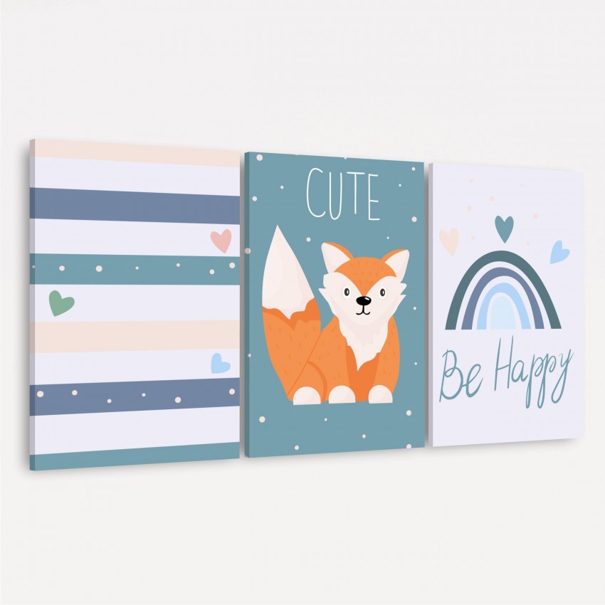 Quadro Trio Infantil Raposa Feliz