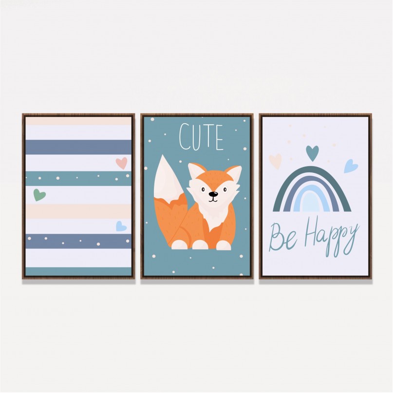 Quadro Trio Infantil Raposa Feliz