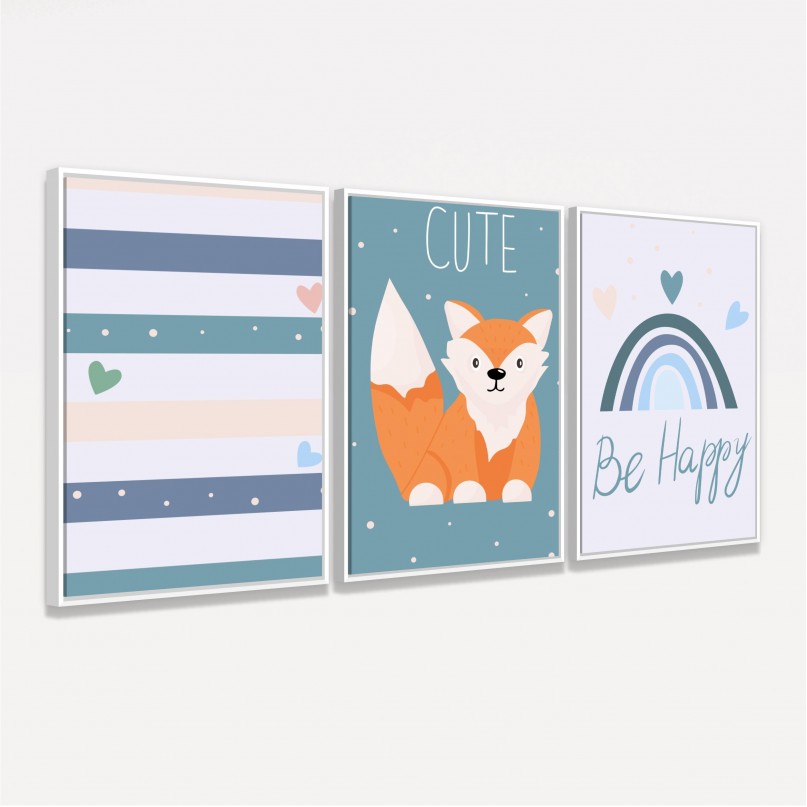 Quadro Trio Infantil Raposa Feliz