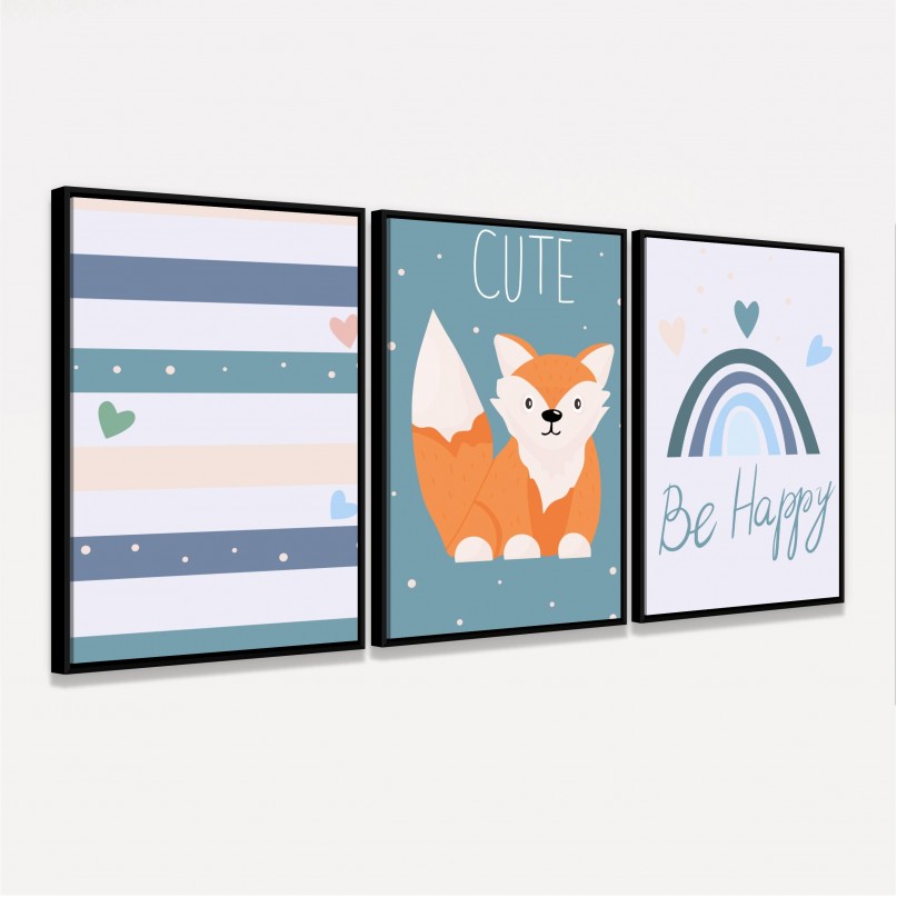 Quadro Trio Infantil Raposa Feliz