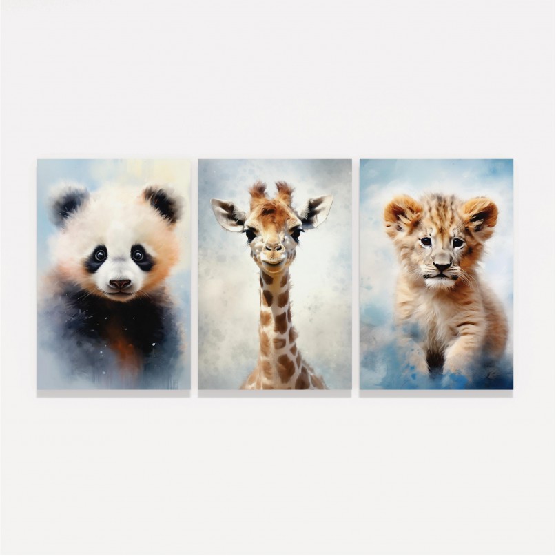 Quadro Trio Animais Filhotes