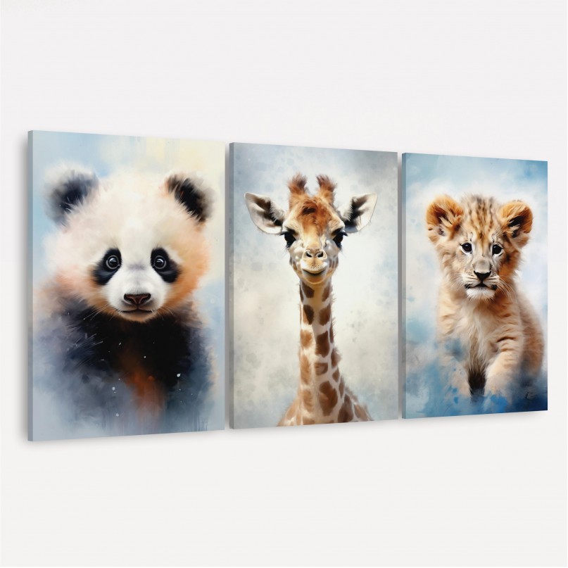 Quadro Trio Animais Filhotes