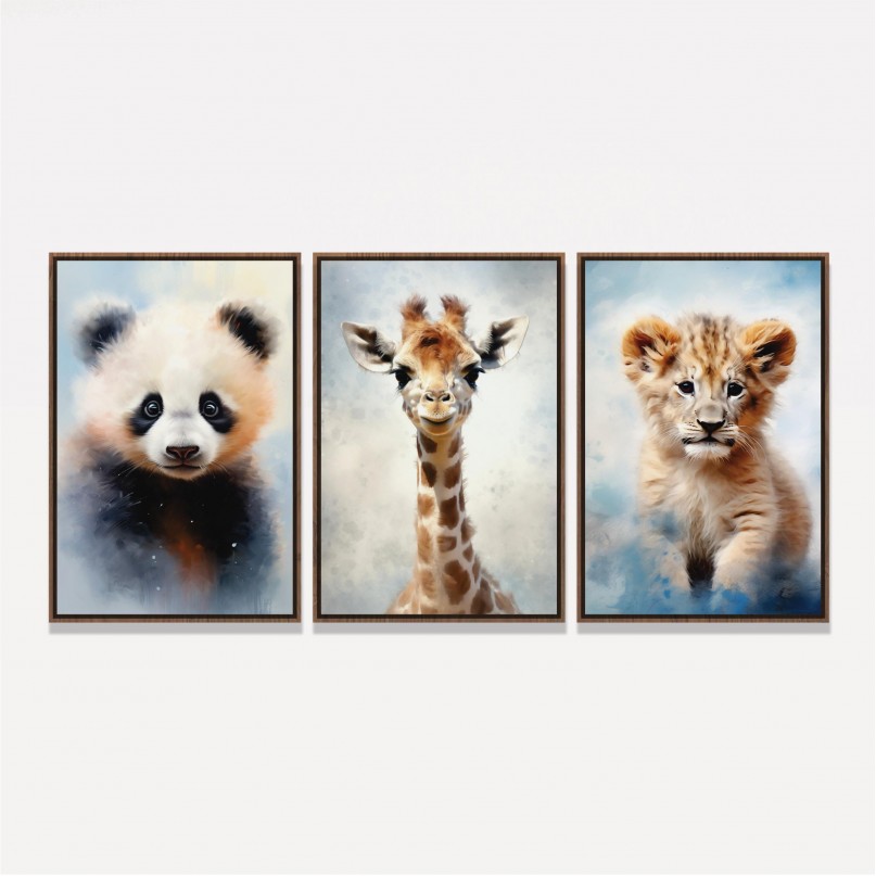 Quadro Trio Animais Filhotes