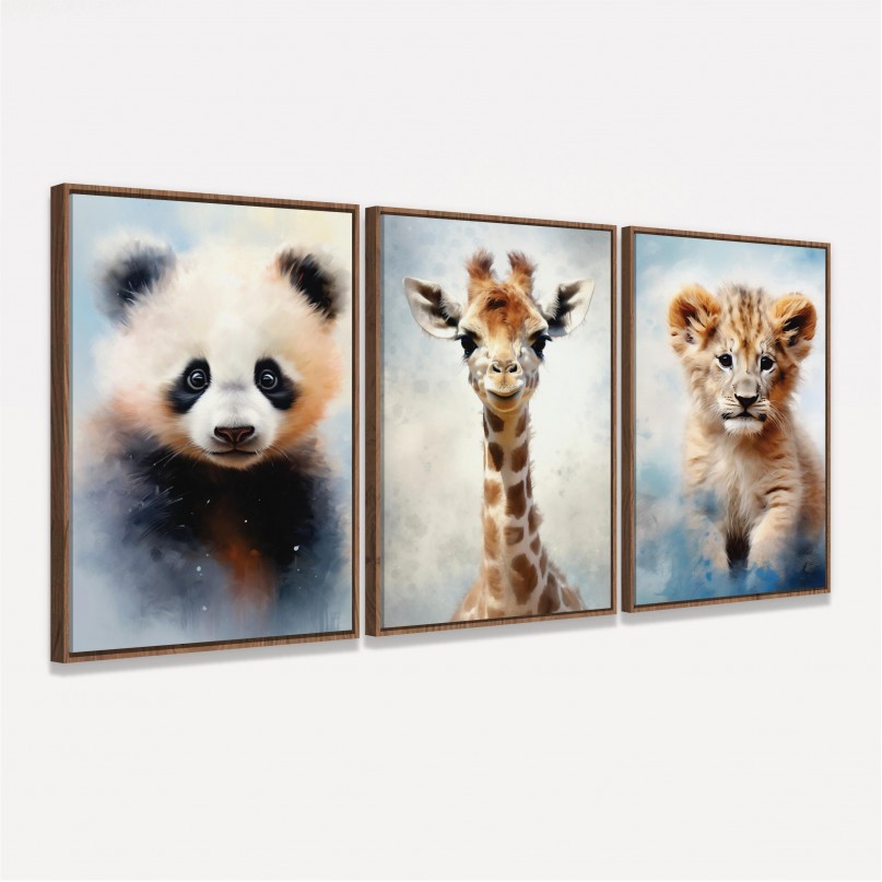 Quadro Trio Animais Filhotes