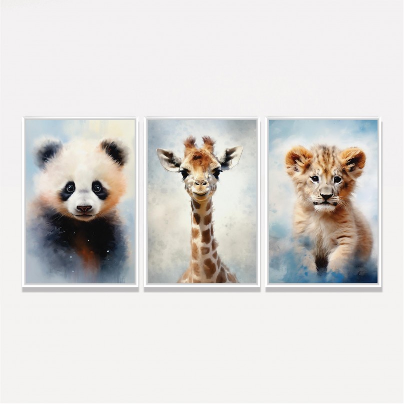 Quadro Trio Animais Filhotes