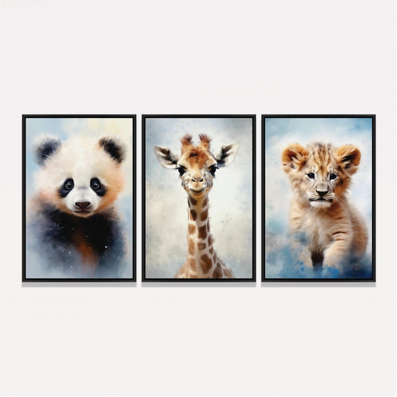 Quadro Trio Animais Filhotes