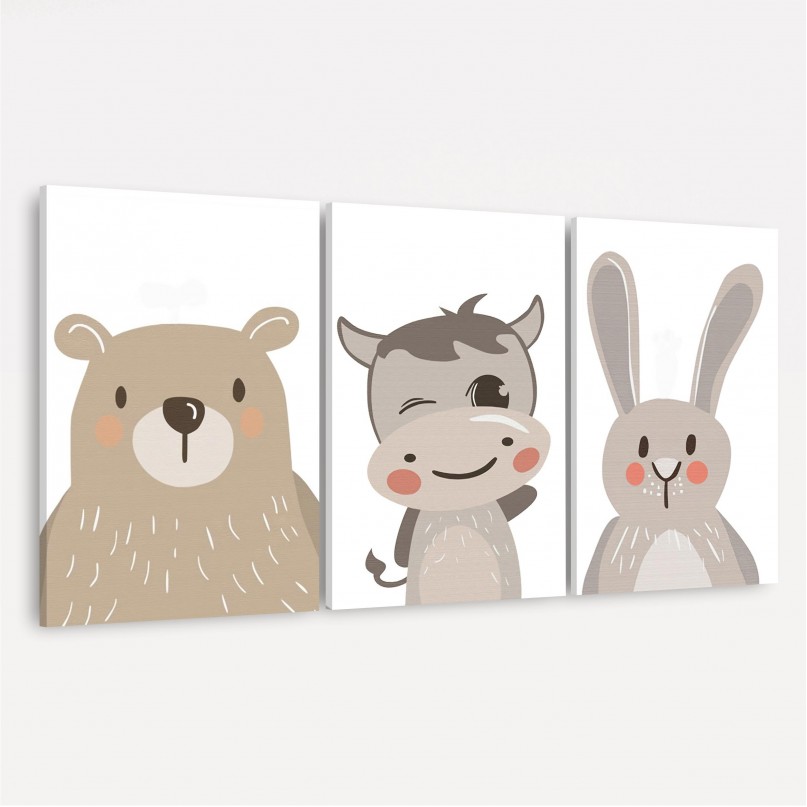 Quadro Trio Cute Animals