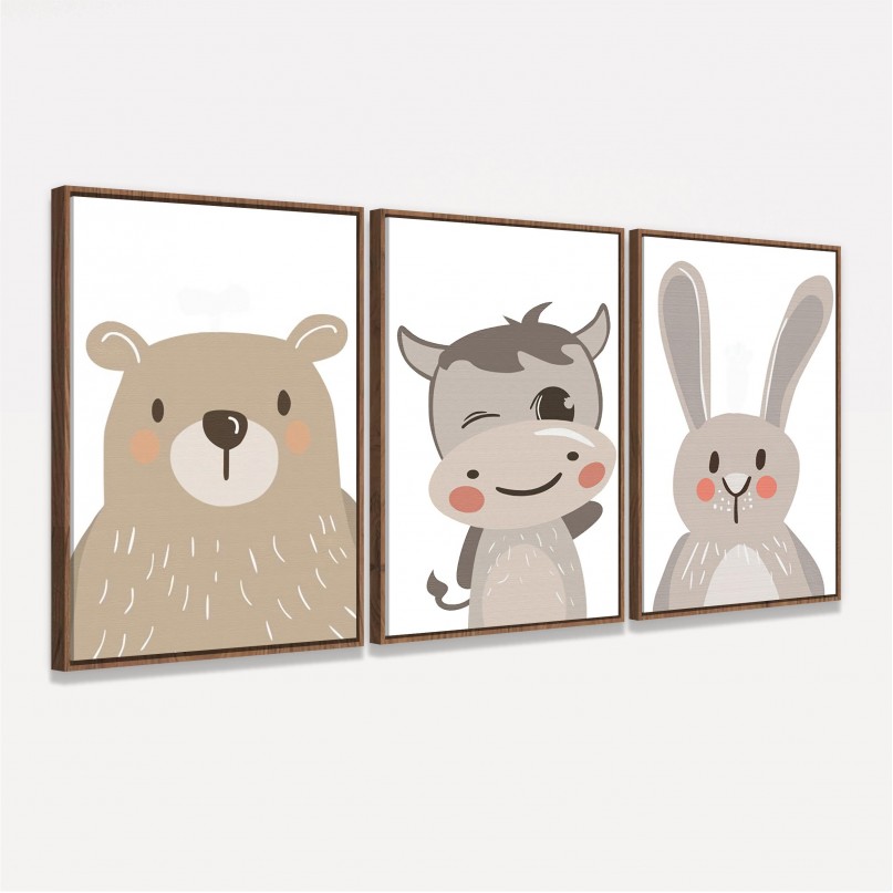 Quadro Trio Cute Animals