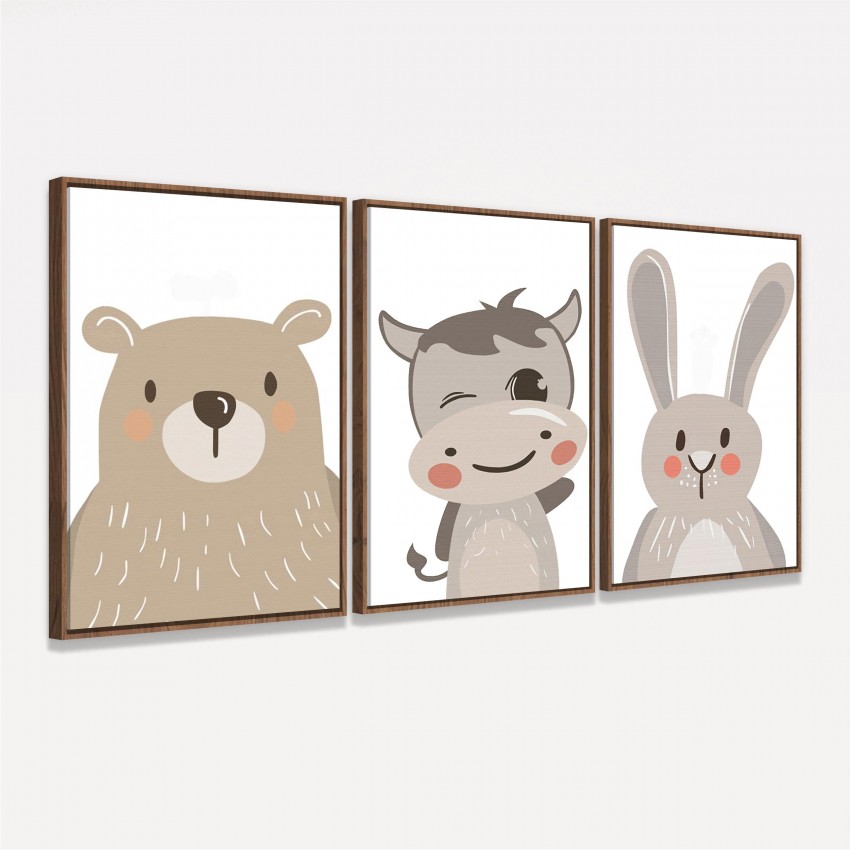 Quadro Trio Cute Animals