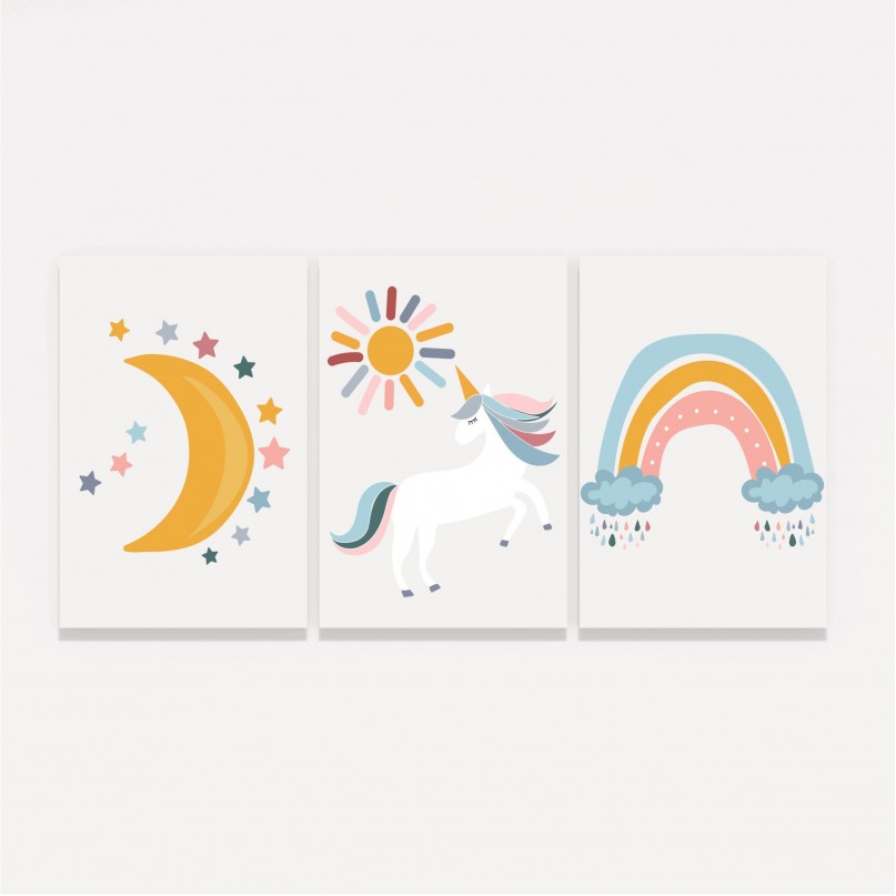 Quadro Trio Sonhos de Unicórnio