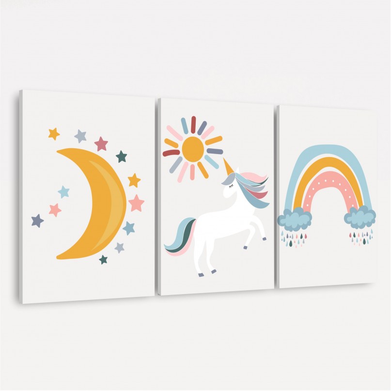 Quadro Trio Sonhos de Unicórnio
