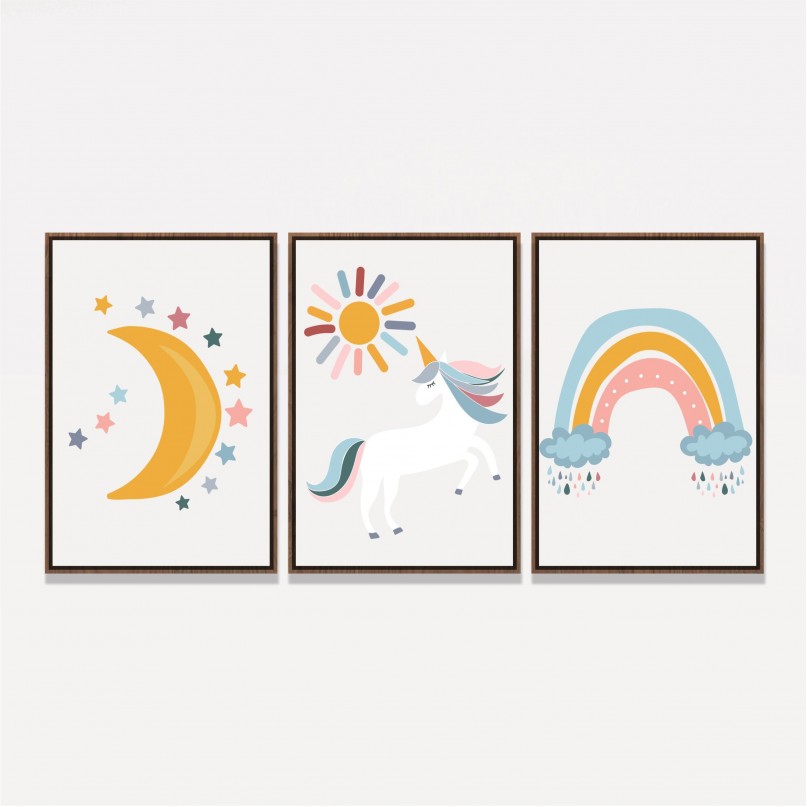 Quadro Trio Sonhos de Unicórnio