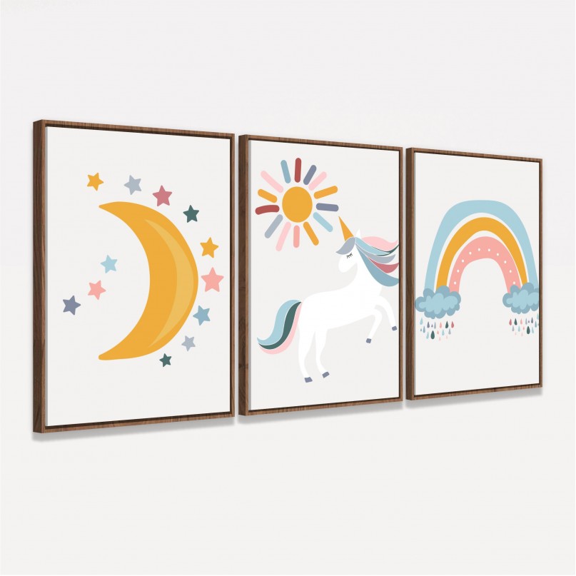 Quadro Trio Sonhos de Unicórnio