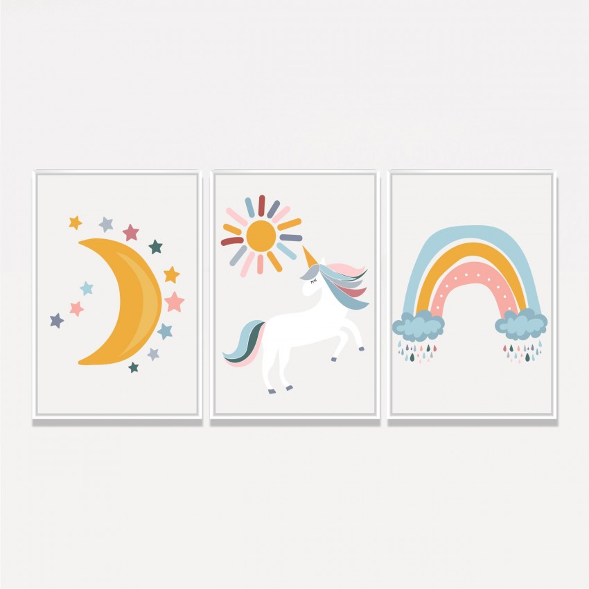 Quadro Trio Sonhos de Unicórnio