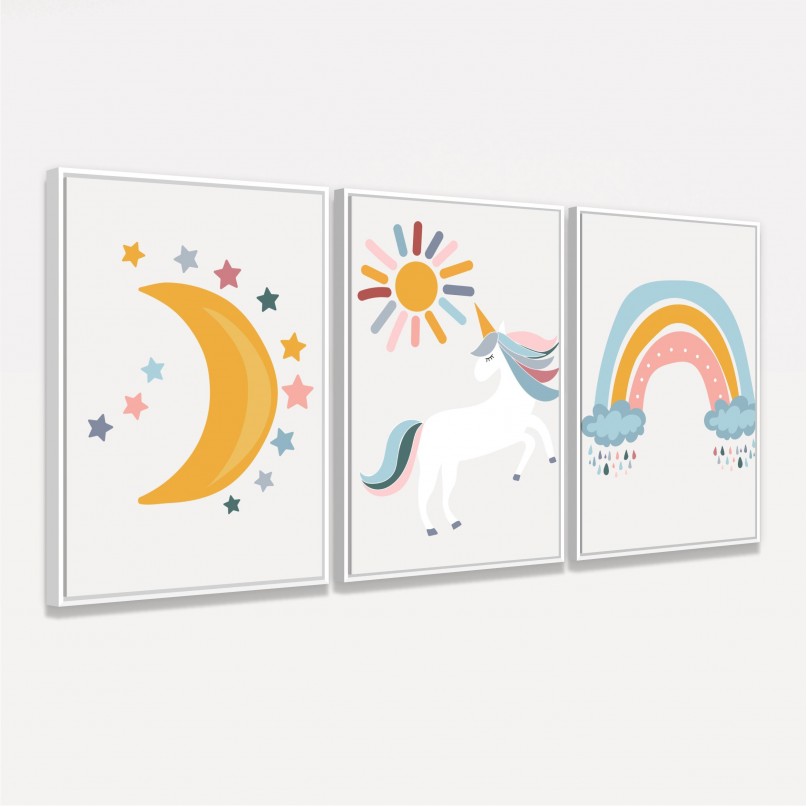 Quadro Trio Sonhos de Unicórnio