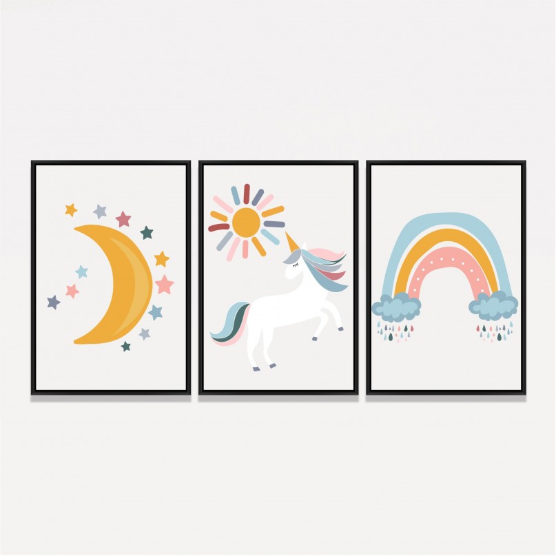 Quadro Trio Sonhos de Unicórnio