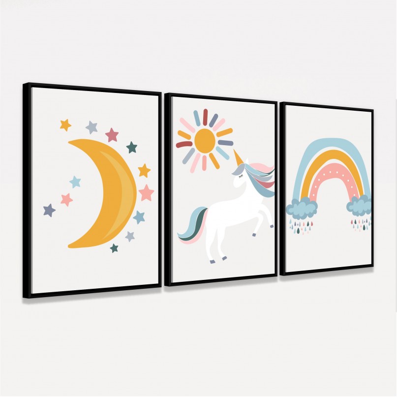 Quadro Trio Sonhos de Unicórnio