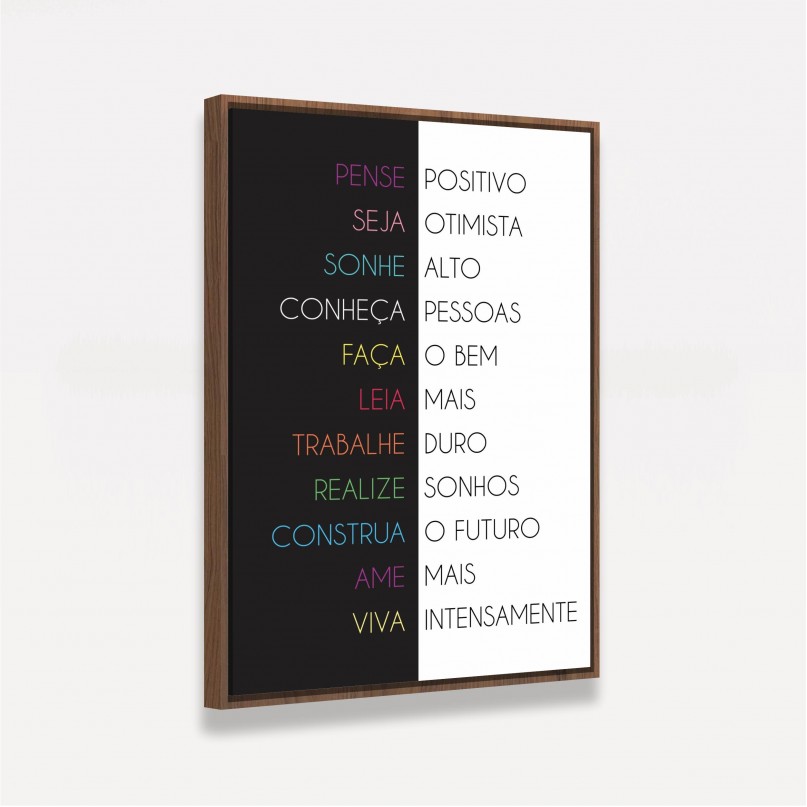 Quadro Pense Positivo Preto e Branco