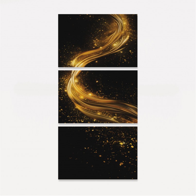 Quadro Trio Waves Golden