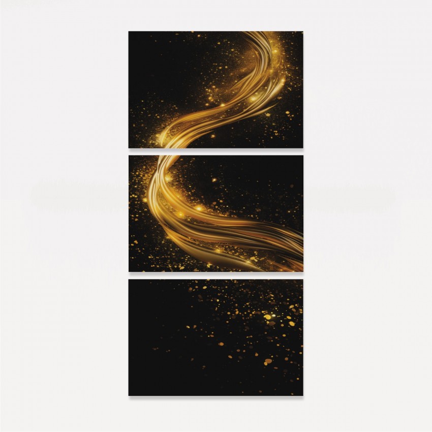 Quadro Trio Waves Golden