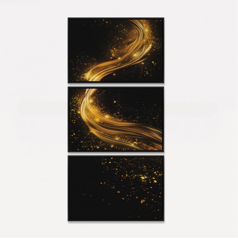 Quadro Trio Waves Golden