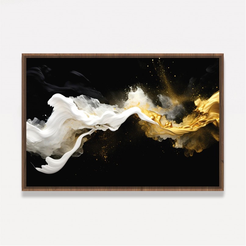 Quadro Abstrato Poeira Dourada em Movimento