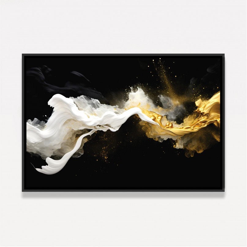 Quadro Abstrato Poeira Dourada em Movimento
