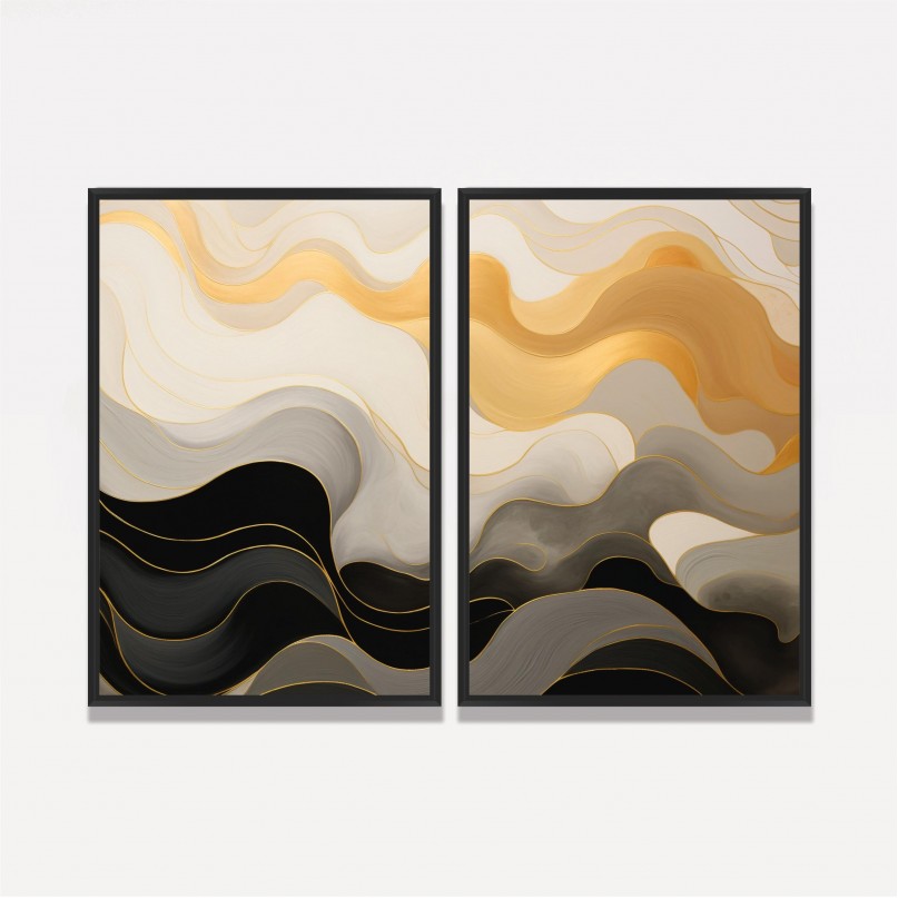 Quadro Abstrato Movimento Ondas Cores Neutras