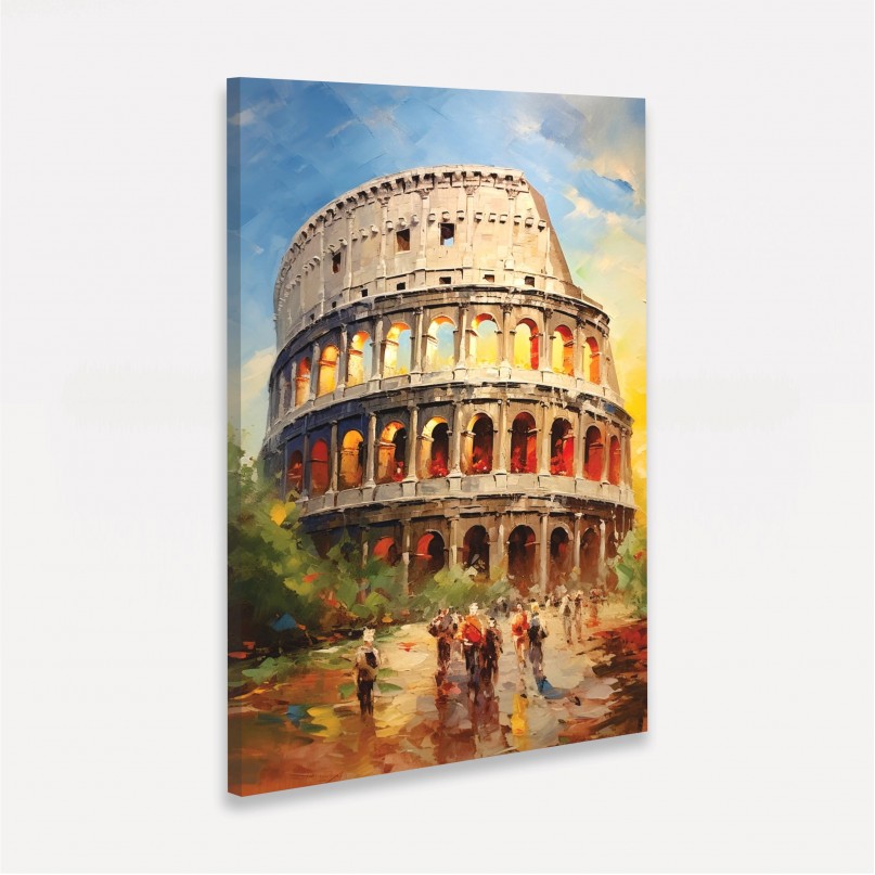Quadro Coliseu de Roma Itália Impressionismo Cores Vibrantes