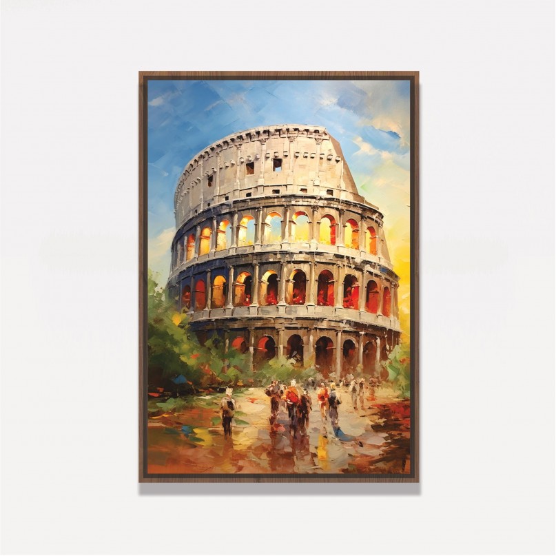 Quadro Coliseu de Roma Itália Impressionismo Cores Vibrantes