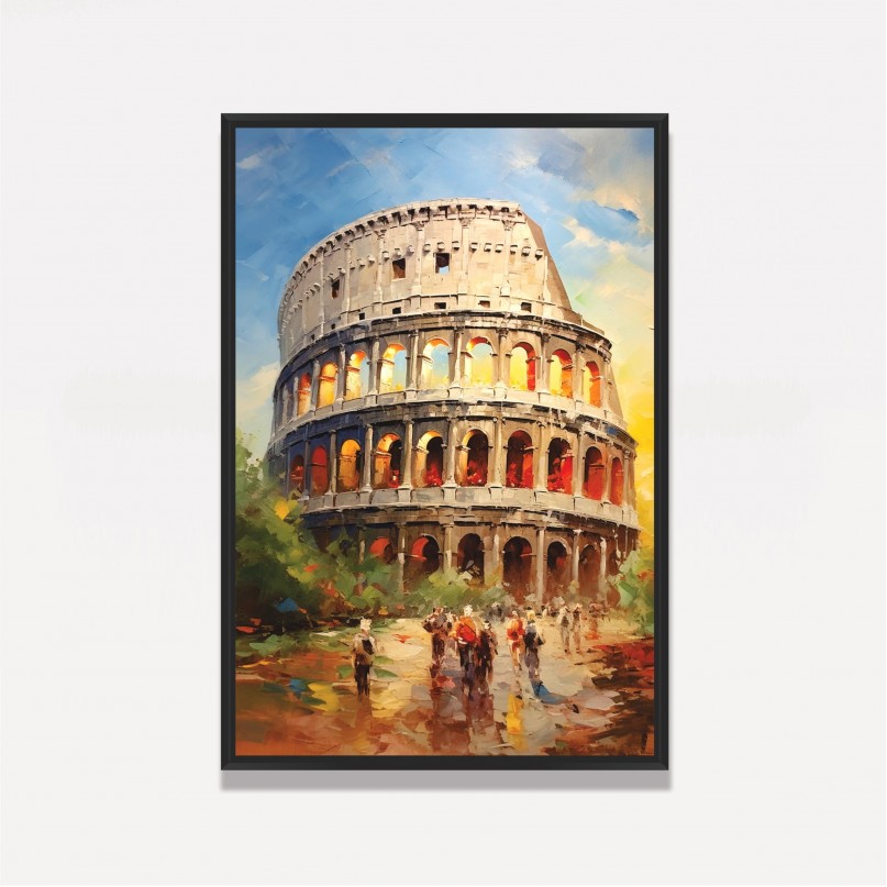 Quadro Coliseu de Roma Itália Impressionismo Cores Vibrantes