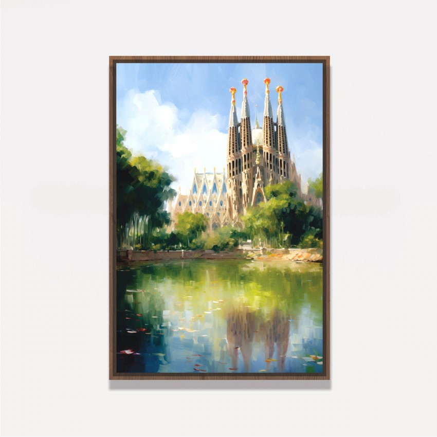Quadro Basílica Sagrada Família Barcelona - Espanha Impressionismo Pinceladas Soltas   