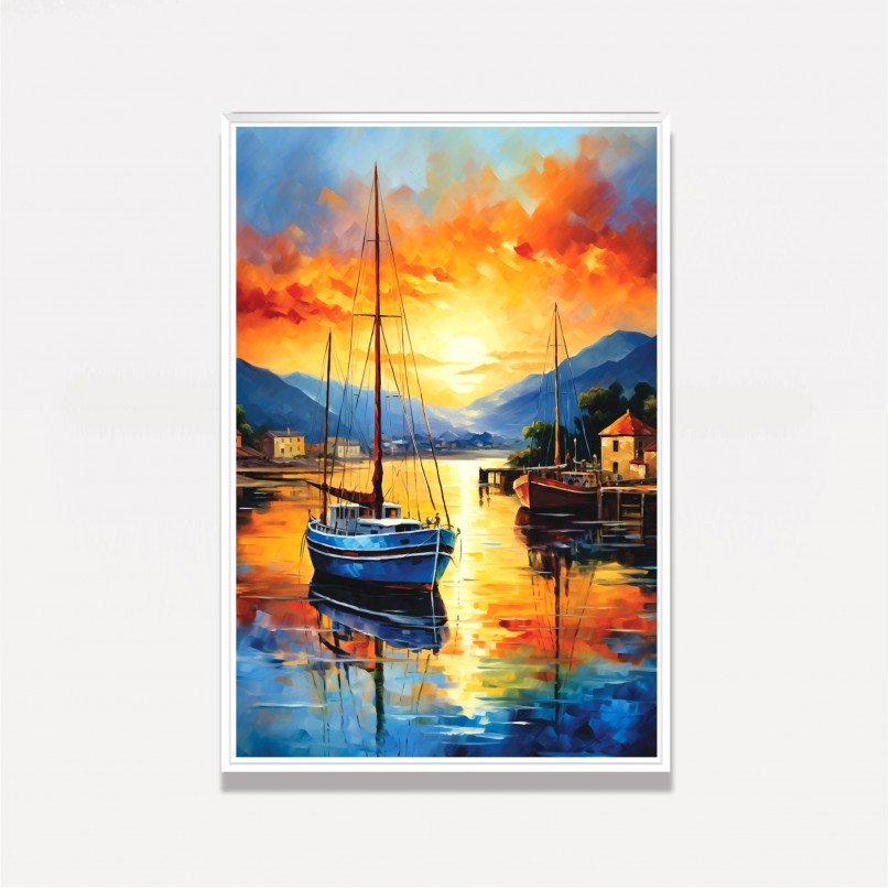 Quadro Porto de Knysna - Africa do Sul Impressionismo Moderno Espatuladas 