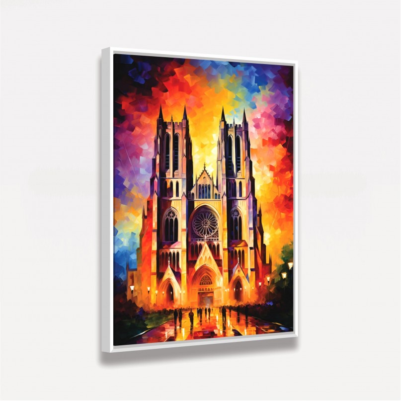 Quadro Catedral Nacional de Washington - EUA Impressionismo Moderno Espatuladas 