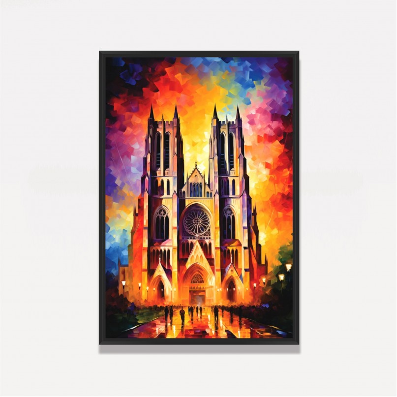 Quadro Catedral Nacional de Washington - EUA Impressionismo Moderno Espatuladas 