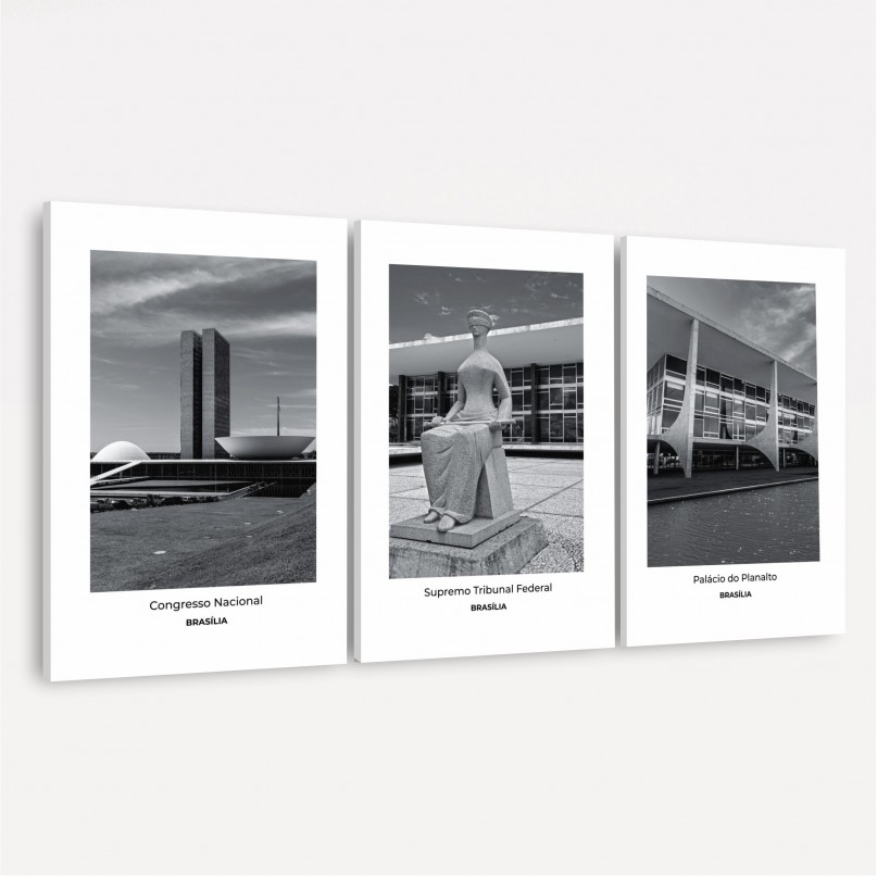 Quadro Trio Brasília Congresso Nacional Preto e Branco