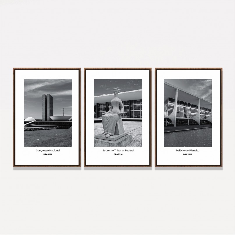 Quadro Trio Brasília Congresso Nacional Preto e Branco
