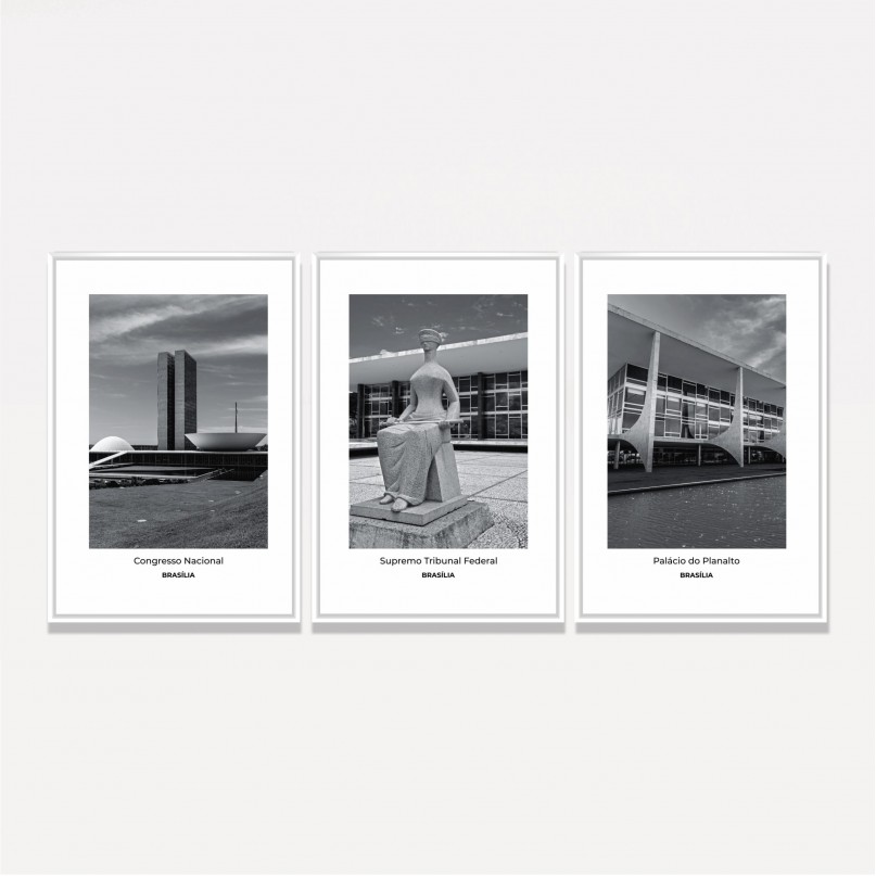 Quadro Trio Brasília Congresso Nacional Preto e Branco