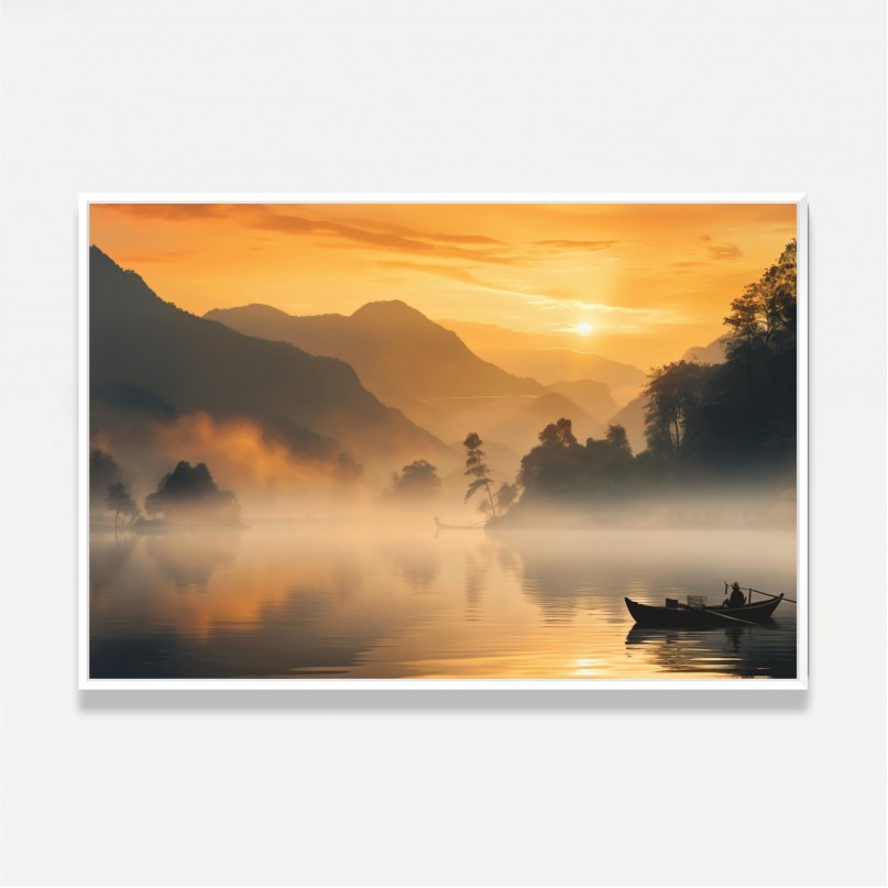 Quadro Lago Horizonte Nebuloso