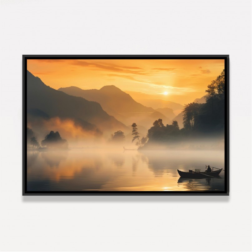 Quadro Lago Horizonte Nebuloso
